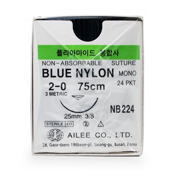 ไหมไม่ละลายติดเข็ม Blue Nylon 24 psc.